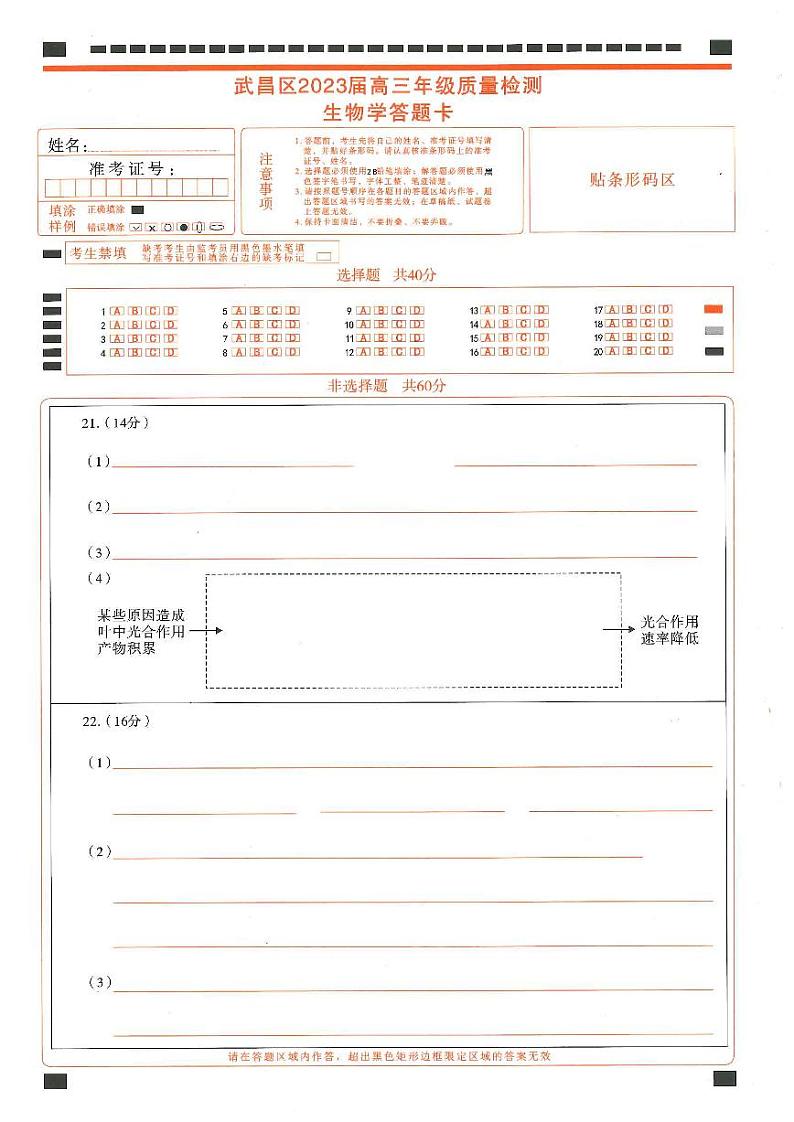 2023届湖北省武汉市武昌区高三年级1月质量检测生物试题 PDF版01
