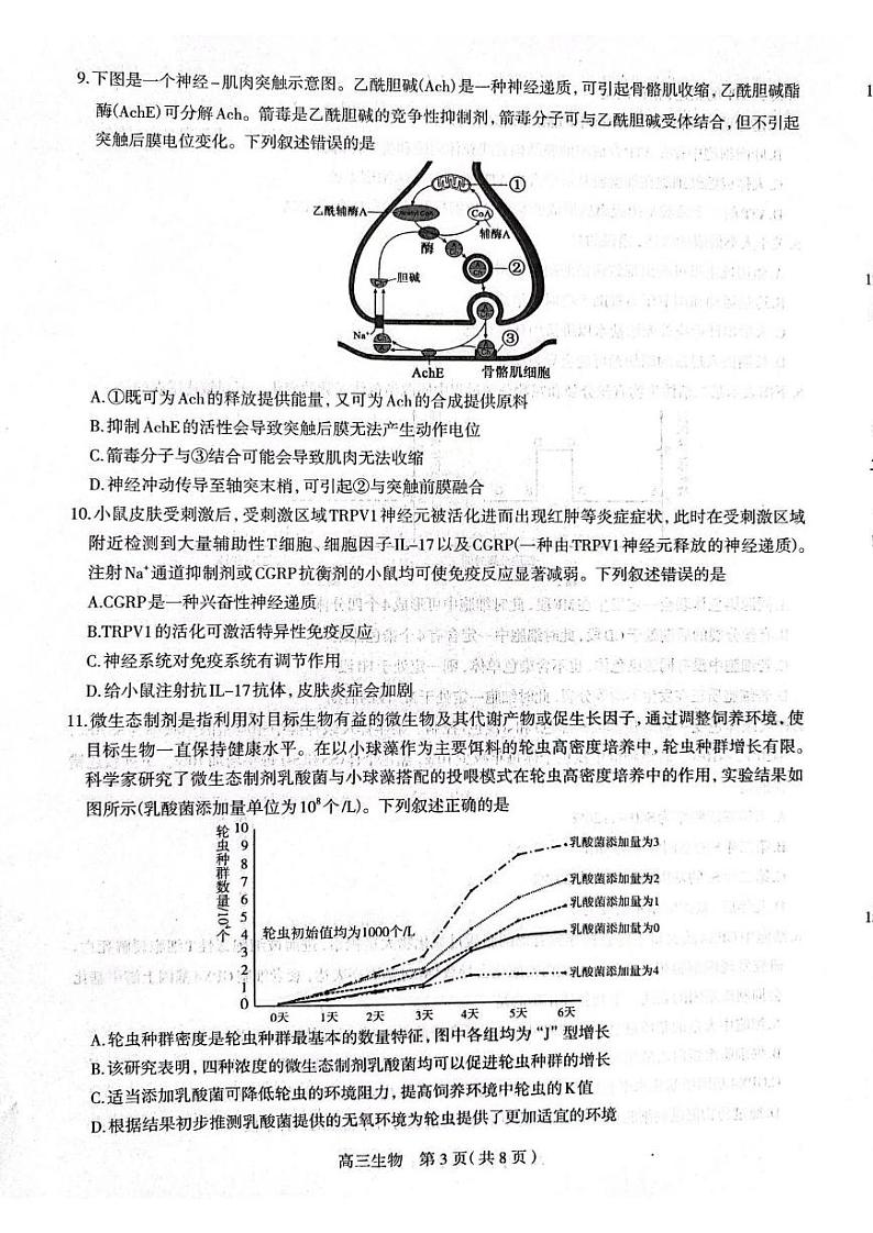 河北省石家庄市2023届高中毕业年级教学质量检测（三） 生物03