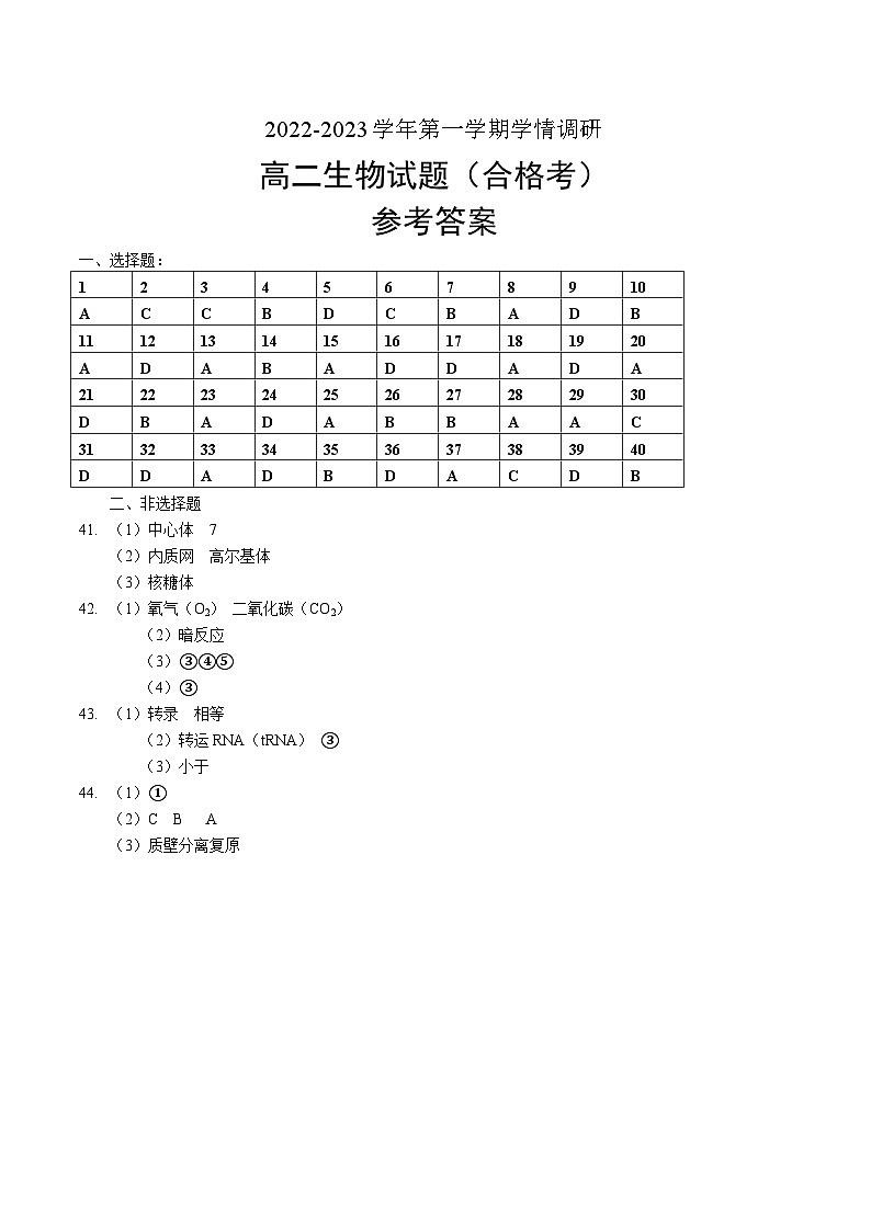 2022-2023学年江苏省徐州市铜山区高二上学期期中考试生物试题（PDF版）01