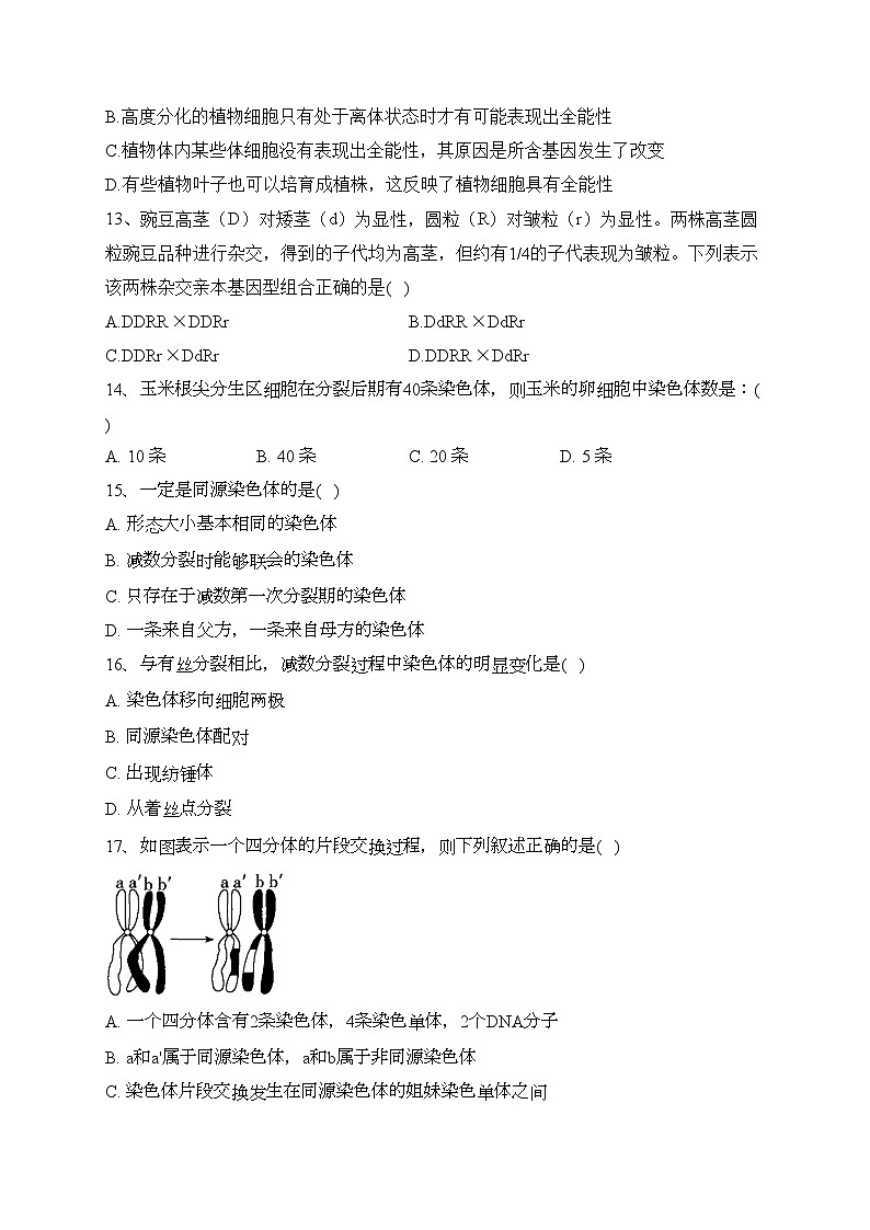 甘肃省天水市武山县2022-2023学年高一下学期期中生物试卷（含答案）第3页