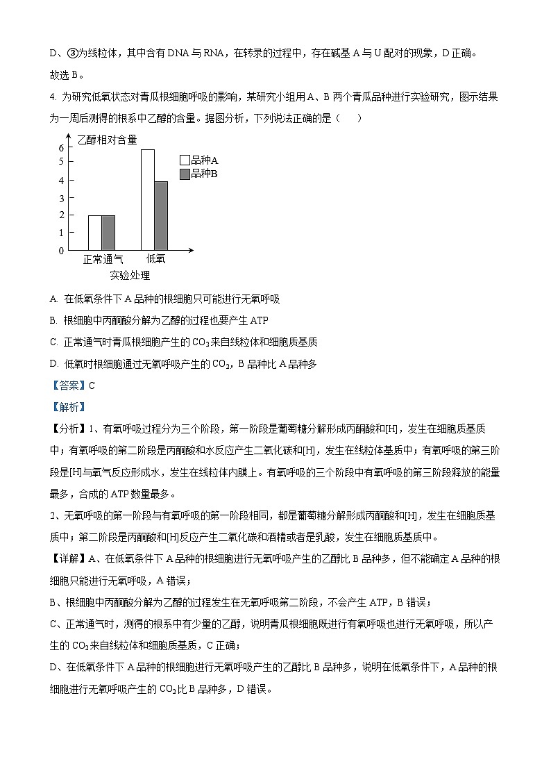 天津市河北区2023届高三生物二模试题（Word版附解析）03