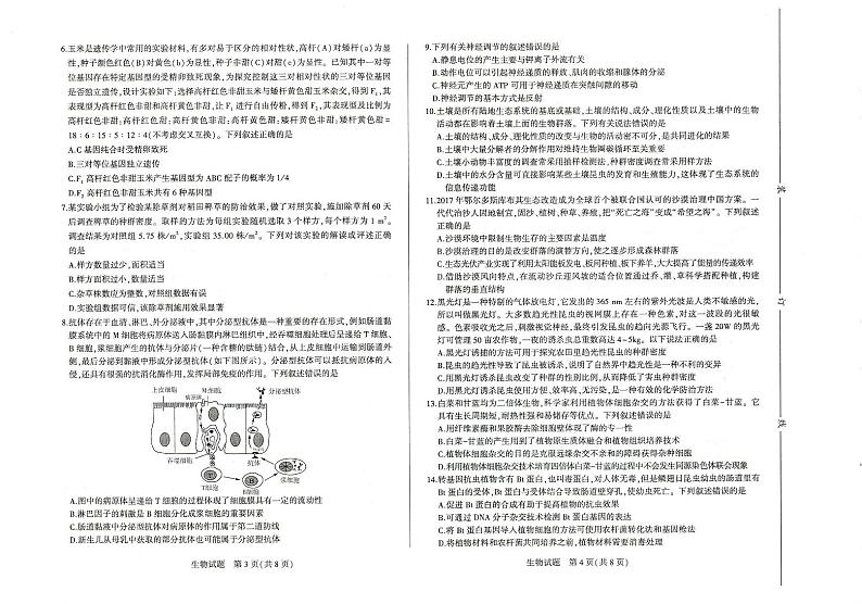 2020年6月济南市高三针对性训练生物试题第2页