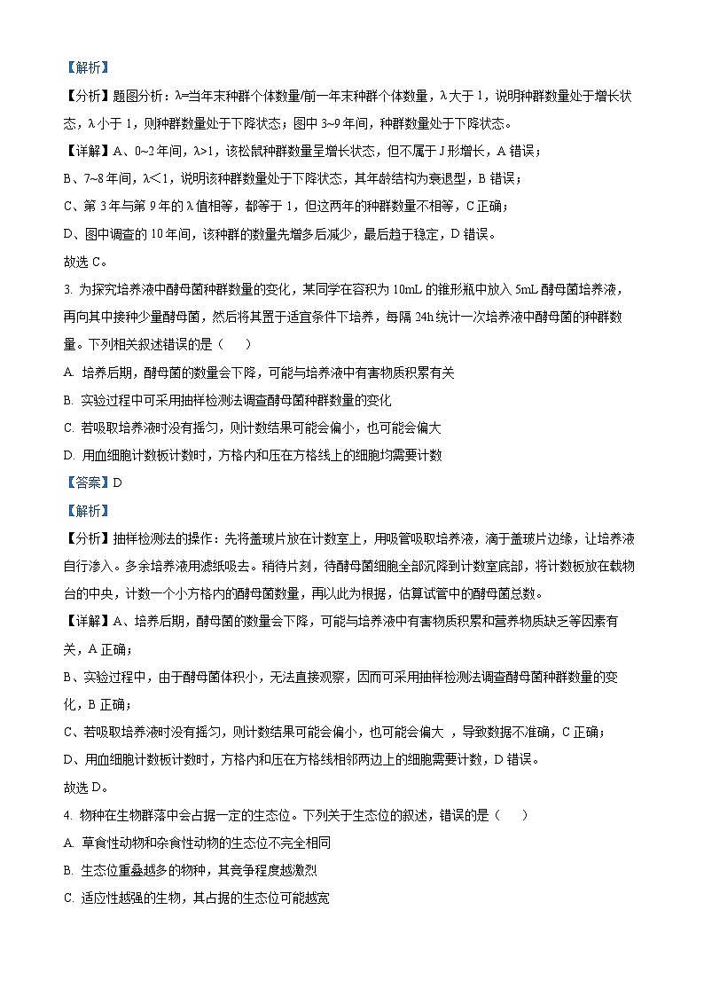 精品解析：海南省2022-2023学年高二下学期期中生物试题（解析版）第2页