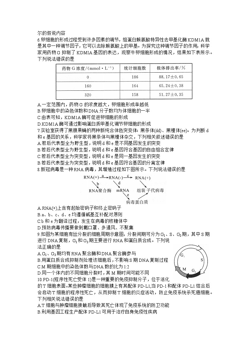 2023届湖北省华中师范大学第一附属中学高三下学期5月压轴卷（一）生物试卷及答案第2页