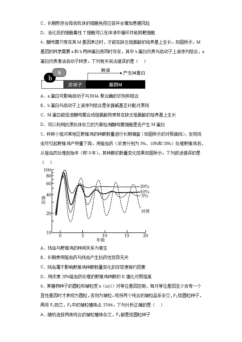2023届安徽省芜湖市高三下学期教学质量统测（二模）理综生物试题（含解析）02