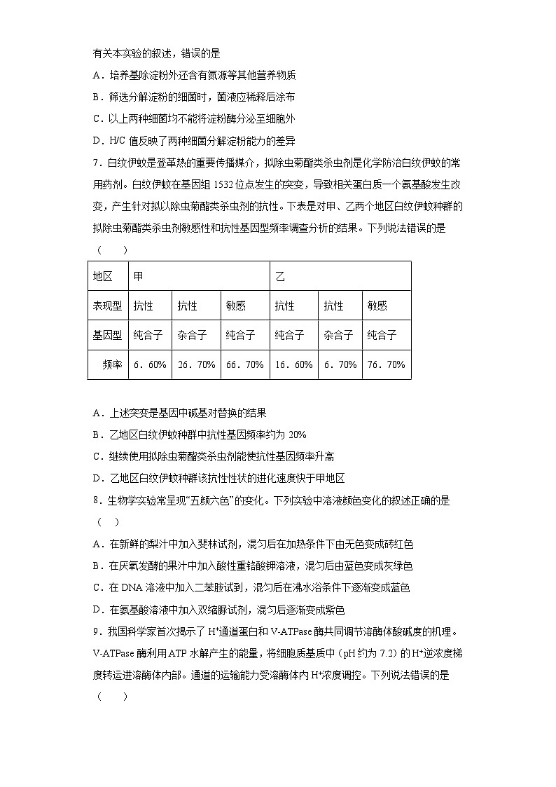 2023届天津市益中学校高考考前模拟测试生物试题（含解析）03