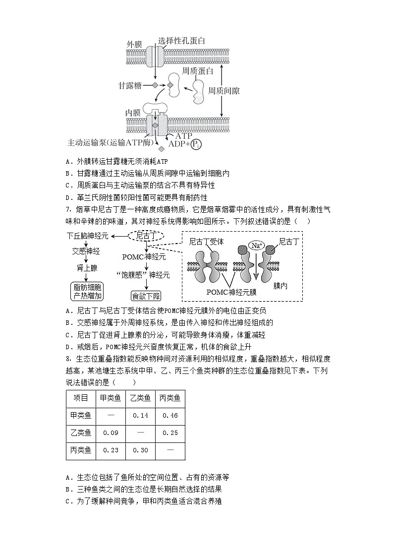 2023届福建省莆田市高三第四次教学质量检测生物试题第2页
