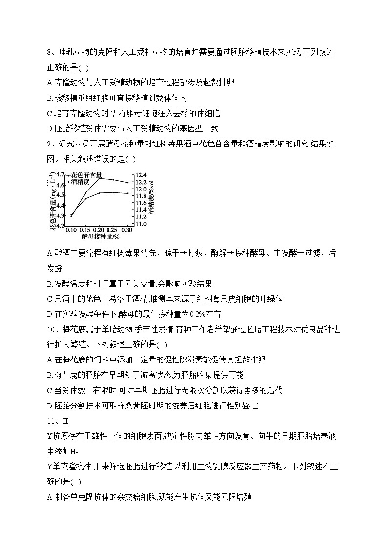 海林市朝鲜族中学2022-2023学年高二下学期第二次月考生物试卷（含答案）第3页