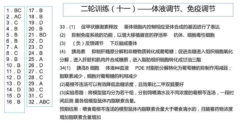 2023届高三生物复习课件09体液调节、免疫调节01