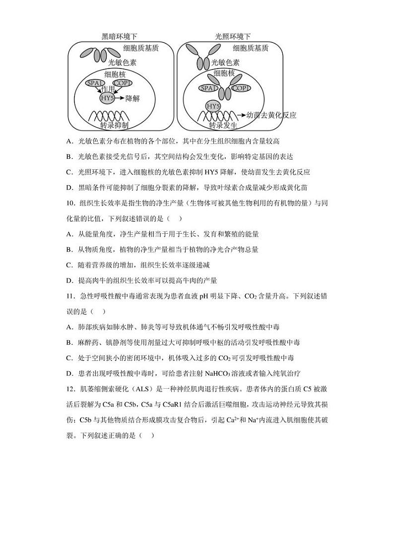 2023届湖北省武汉市高三4月调研考试生物试题（含答案解析）03