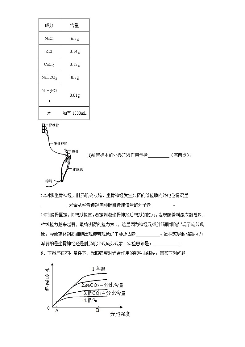 2023届天府名校全国高考诊断性模拟卷（九）理综生物试题（含解析）03