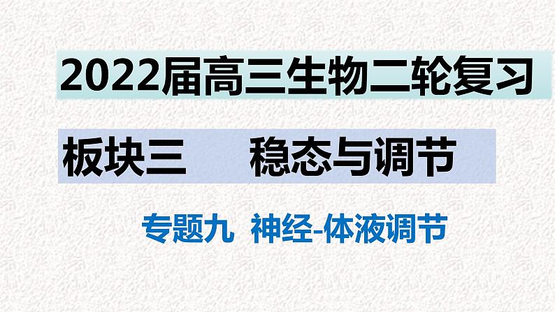 2022届高三生物二轮复习课件专题九 神经-体液调节第1页