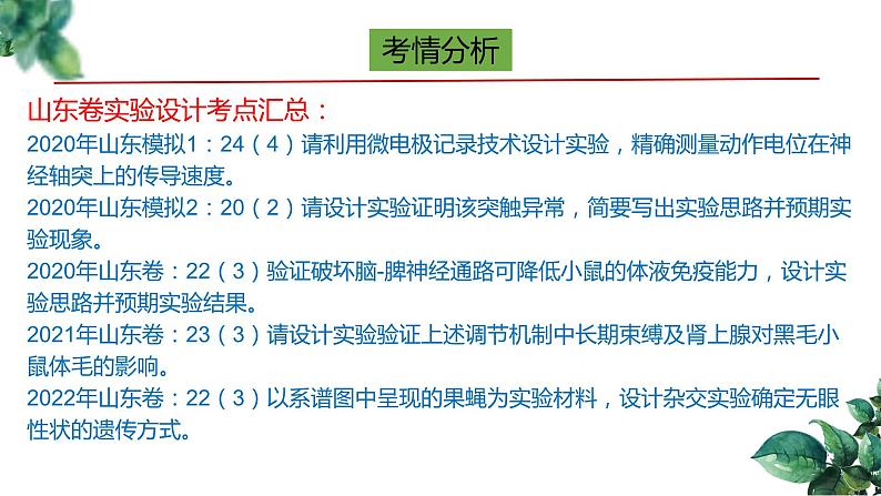 2023届高三生物二轮复习课件实验设计题的解题规律02