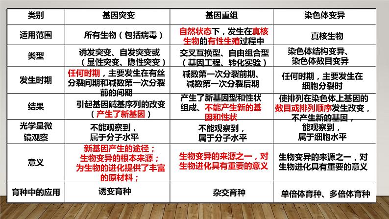 2023届高三生物复习课件第五章基因突变和其他变异——可遗传变异以及育种总结第7页