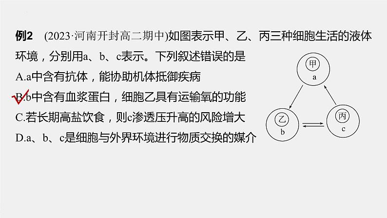 2023届高三生物轮复习课件微专题一　内环境的结构识别、跨膜分析及组织水肿原因04