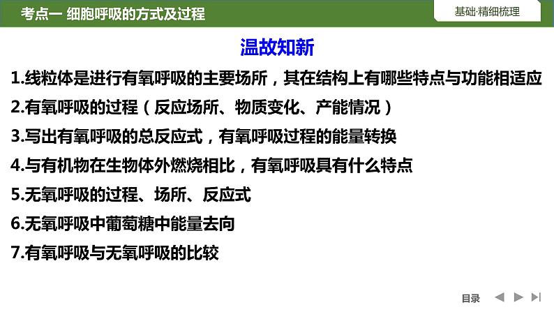 2024届高三生物复习第8讲　细胞呼吸的原理和应用课件PPT第3页