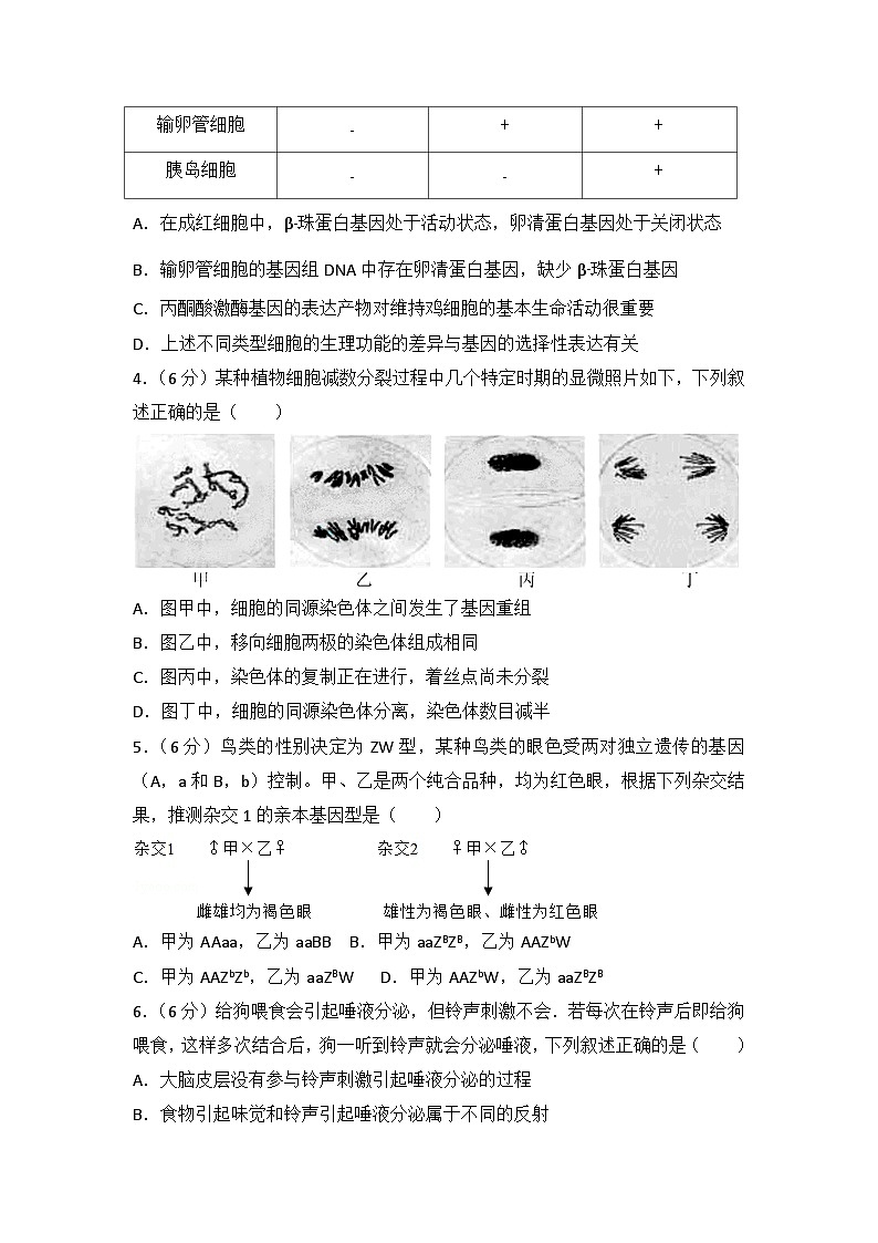 2014年安徽省高考生物试卷第2页