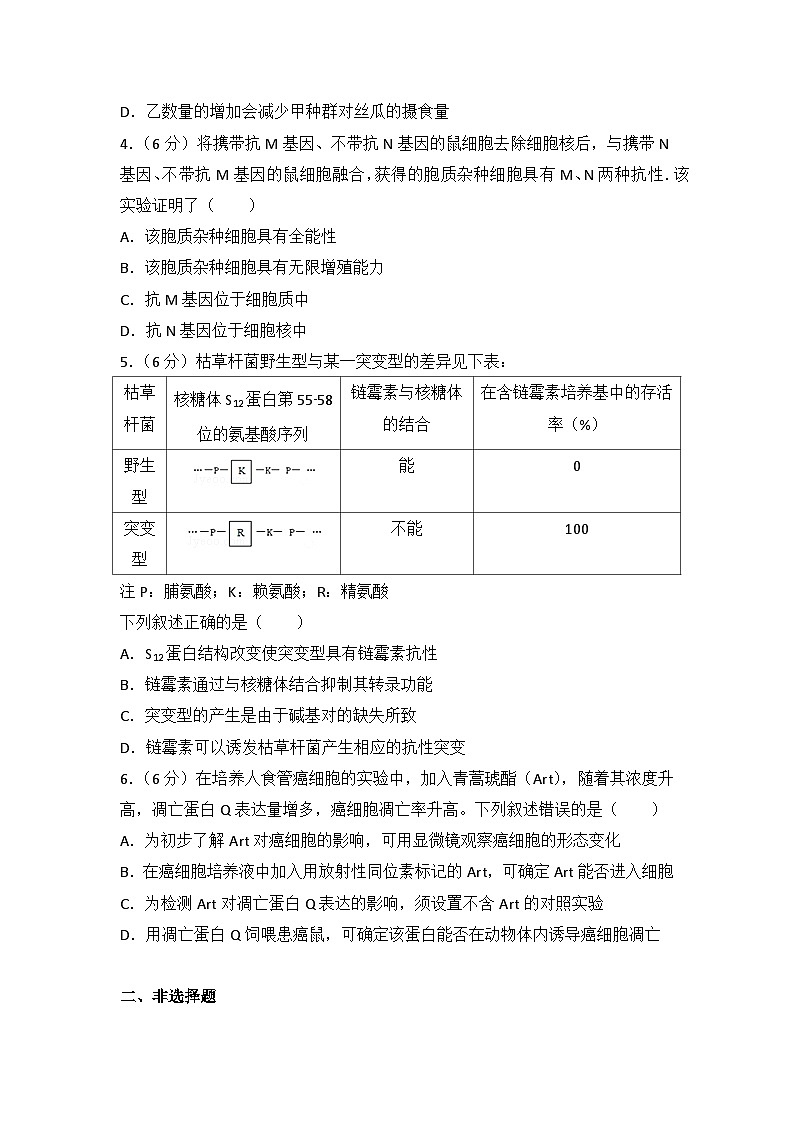 2016年天津市高考生物试卷第2页