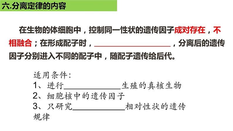 2023届复习：遗传因子的发现知识点填空课件PPT第8页