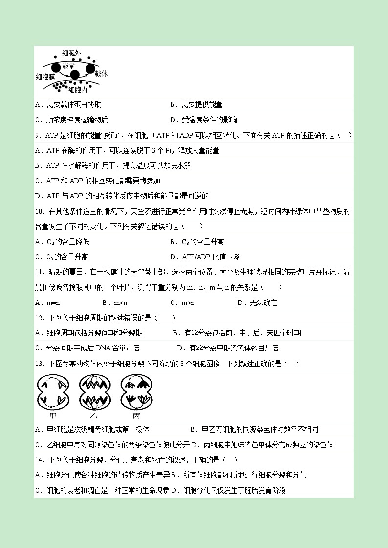 2023年6月福建省普通高中学业水平合格性考试生物模拟卷0302