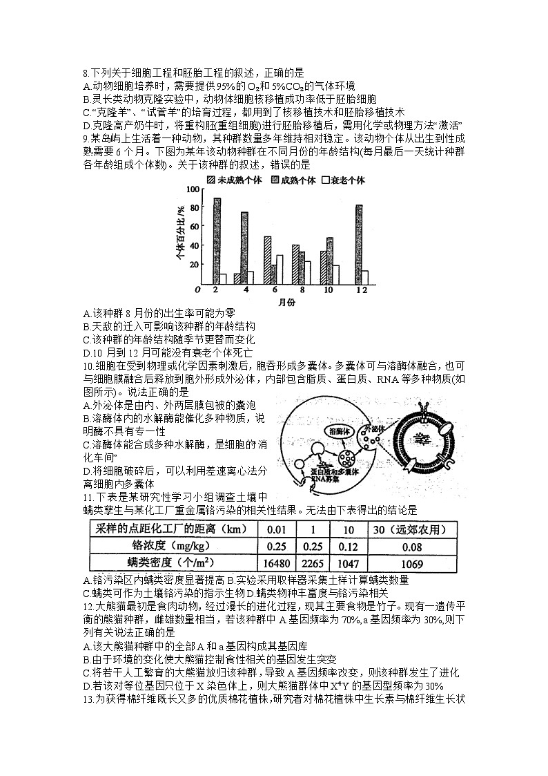 浙江省宁波市镇海中学2023届高三生物5月模拟考试试题（Word版附答案）02