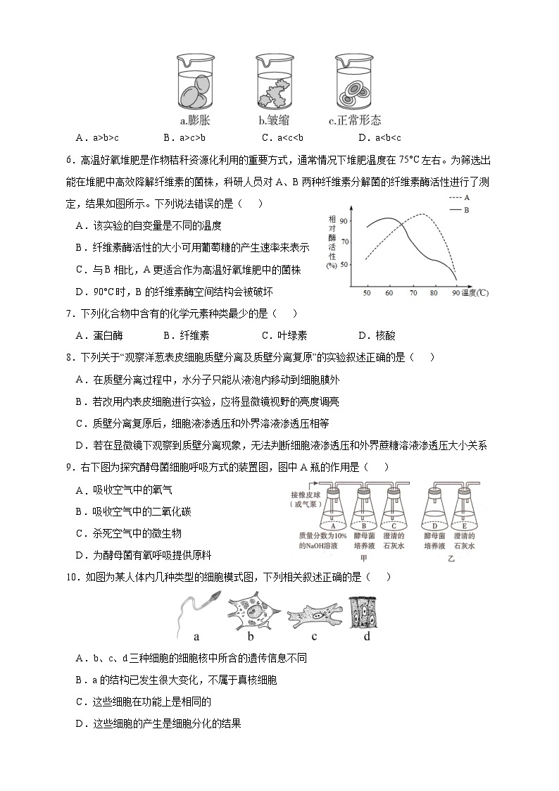 2023年7月浙江省普通高中学业水平合格性考试生物模拟卷0302