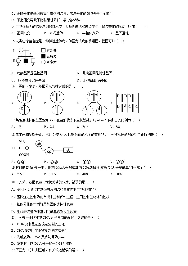 2023年山东省夏季普通高中学业水平合格考试生物模拟卷01（考试版）第3页