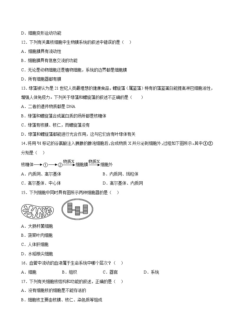 必修1测试卷——2023年高中生物学业水平考试专项精讲+测试03