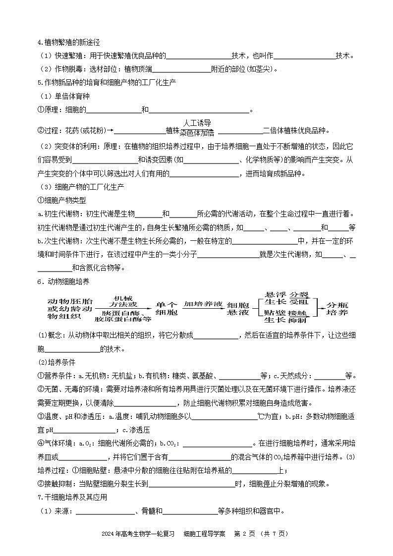 2024届高三生物一轮复习 细胞工程导学案第2页