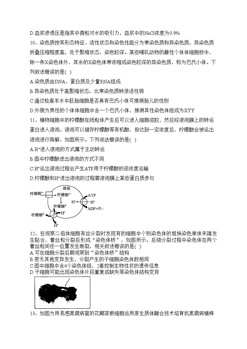 浙江省名校2022-2023学年高二下学期5月统测生物试卷（含答案）03