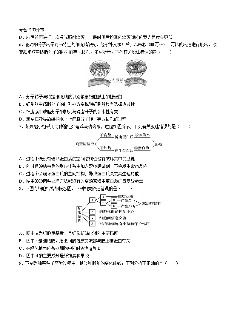 2022-2023学年安徽省安庆市怀宁县第二中学高一下学期开学考试生物试题02