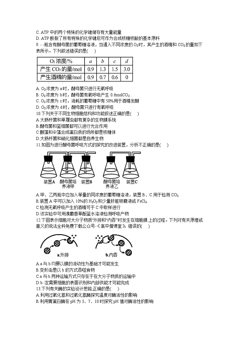2022-2023学年甘肃省兰州市一中高一上学期期末考试生物试题02