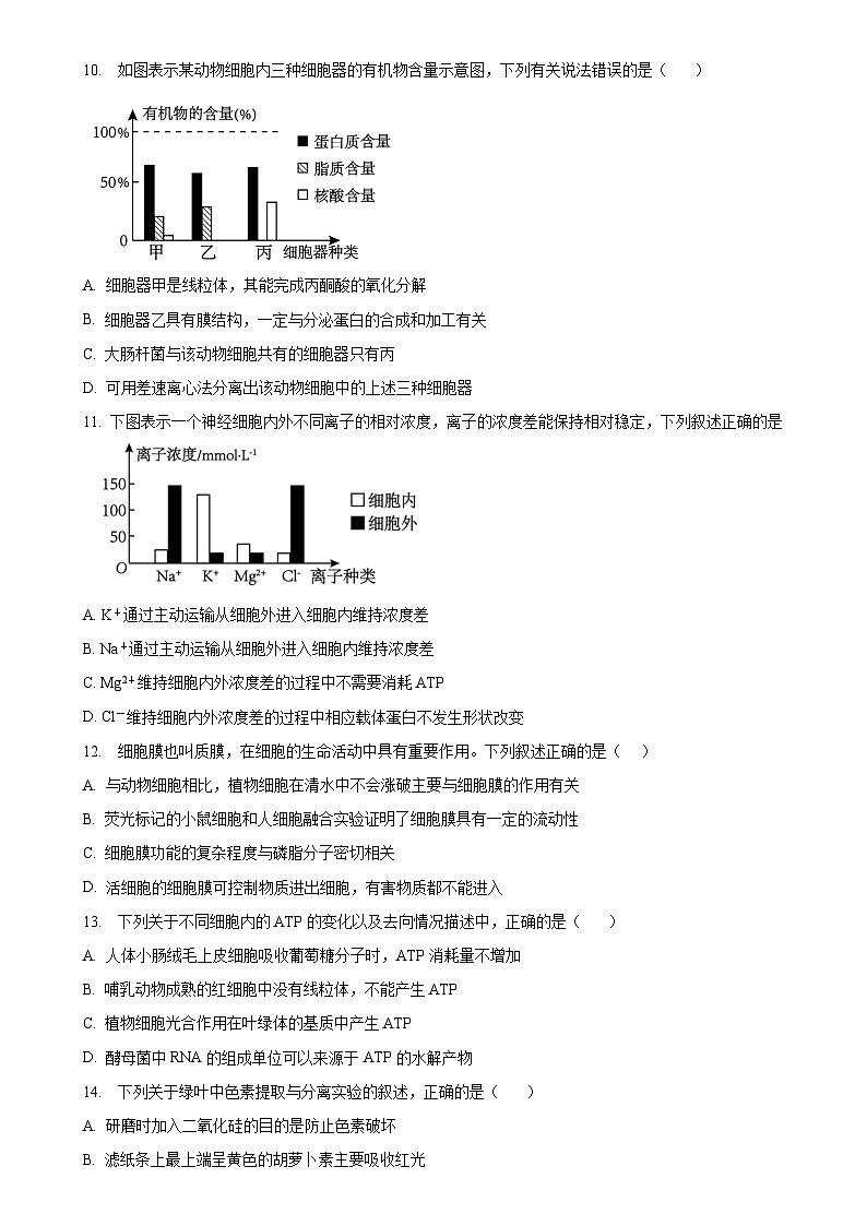 2022-2023学年河南省洛阳市洛宁县第一高级中学高一上学期期末考试模拟试卷—生物03