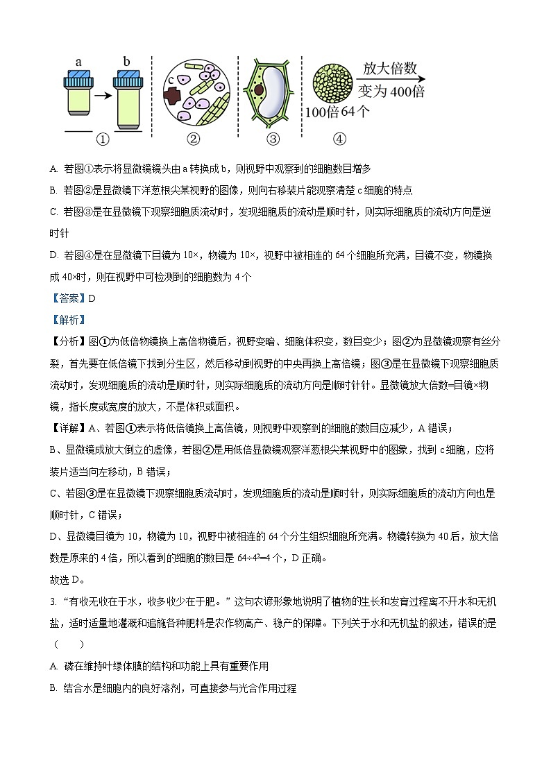2022-2023学年湖南省衡阳市八中高一下学期开学考试生物试题（解析版）第2页
