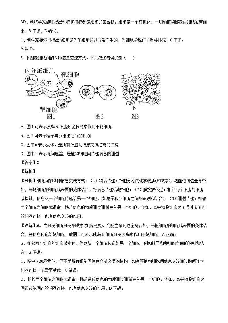 2022-2023学年江苏省徐州市高一上学期期末抽测生物试题03