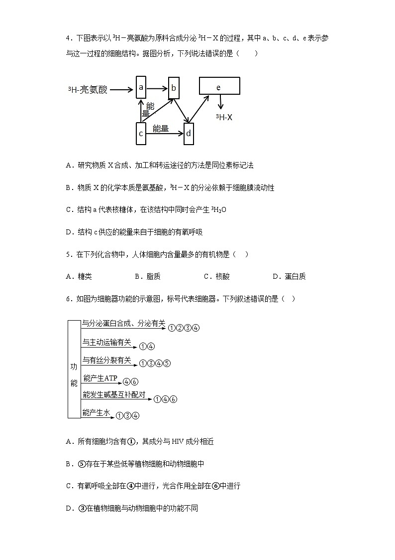2022-2023学年新疆维吾尔自治区乌鲁木齐市第四中学高一下学期开学考试生物试题第2页