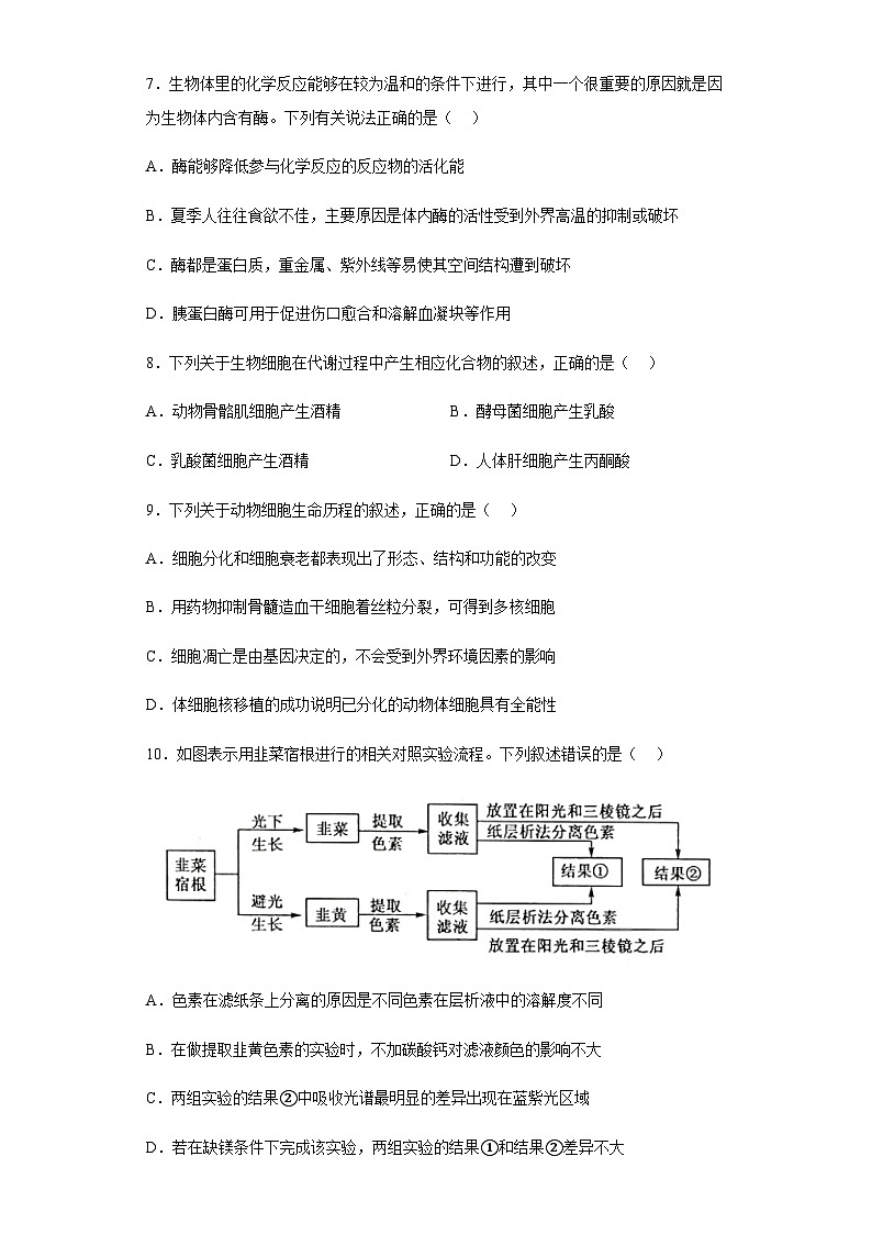 2022-2023学年新疆维吾尔自治区乌鲁木齐市第四中学高一下学期开学考试生物试题第3页