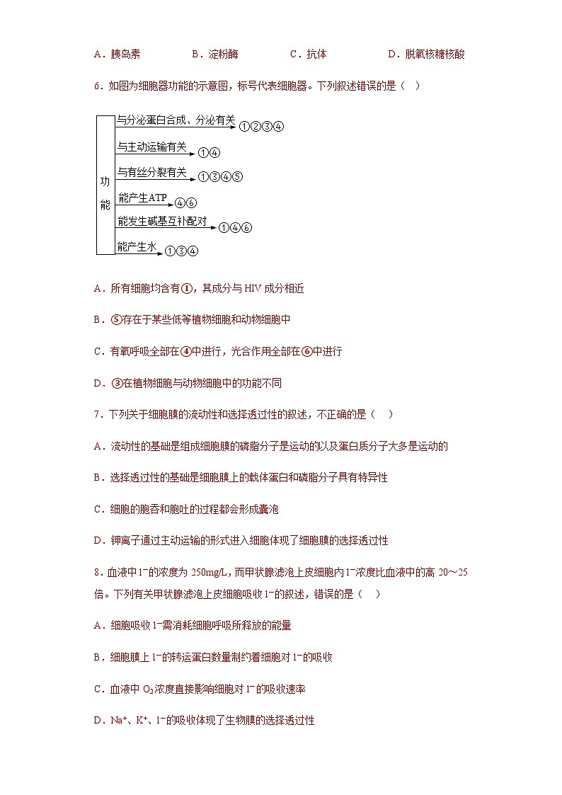 2022-2023学年新疆维吾尔自治区乌鲁木齐市第六十八中学高一下学期开学考试生物试题第2页