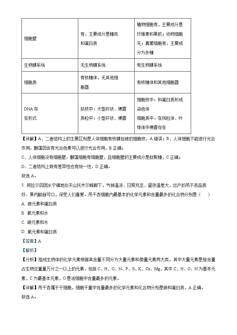 2022-2023学年新疆生产建设兵团第二中学高一下学期开学考试生物试题（解析版）第3页