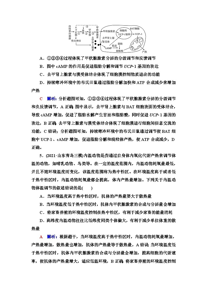 高考生物总复习课时质量评价27体液调节与神经调节的关系含答案 试卷03