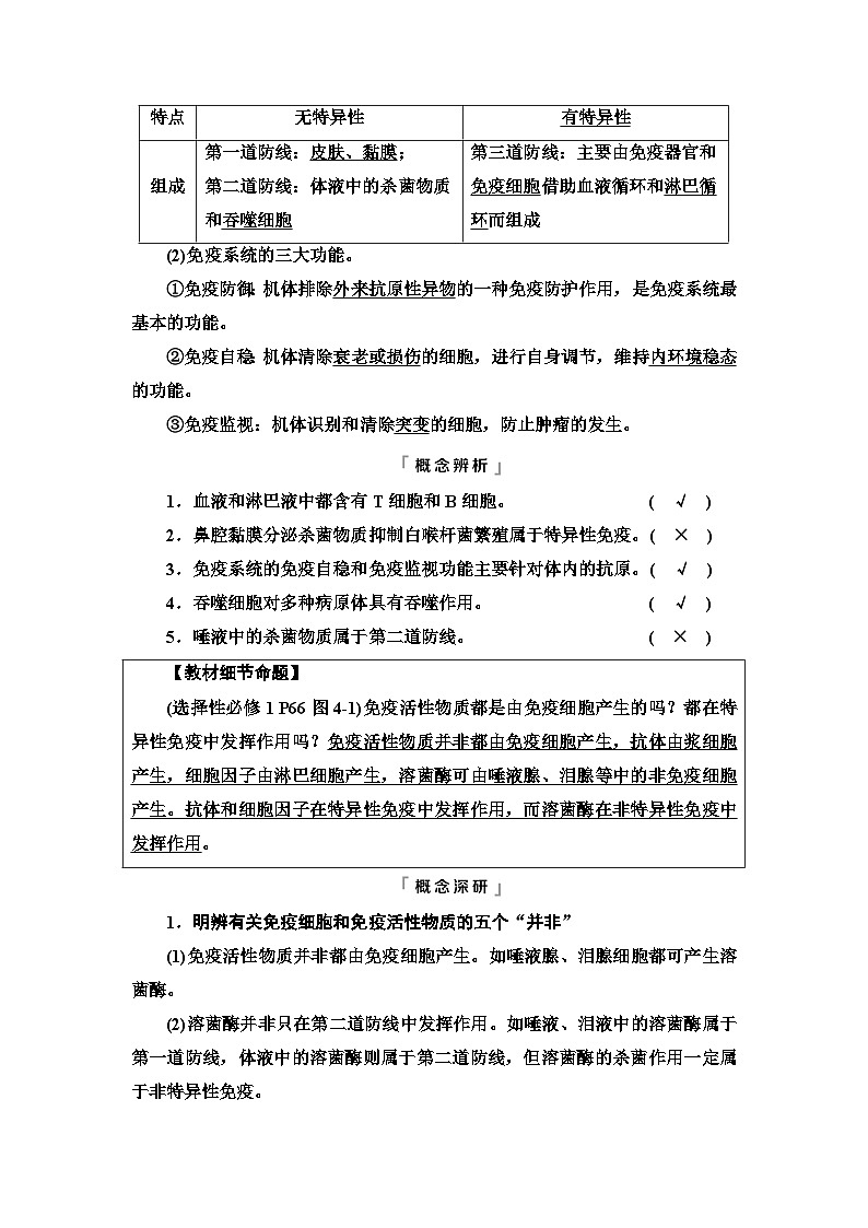 高考生物总复习第8单元第28课免疫调节学案02
