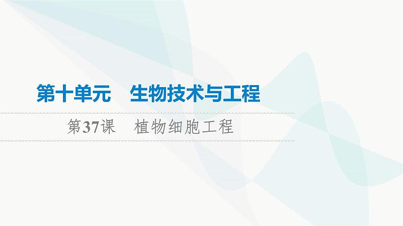 高考生物总复习第10单元第37课植物细胞工程课件01