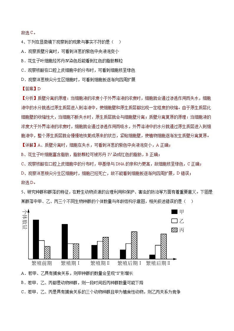 卷03-【冲刺抢分】2023年高考生物临考压轴卷（全国甲卷）（解析版）03