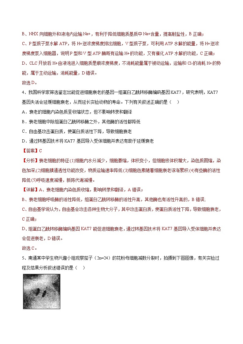 卷04-【冲刺抢分】2023年高考生物临考压轴卷（江苏卷）（解析版）03