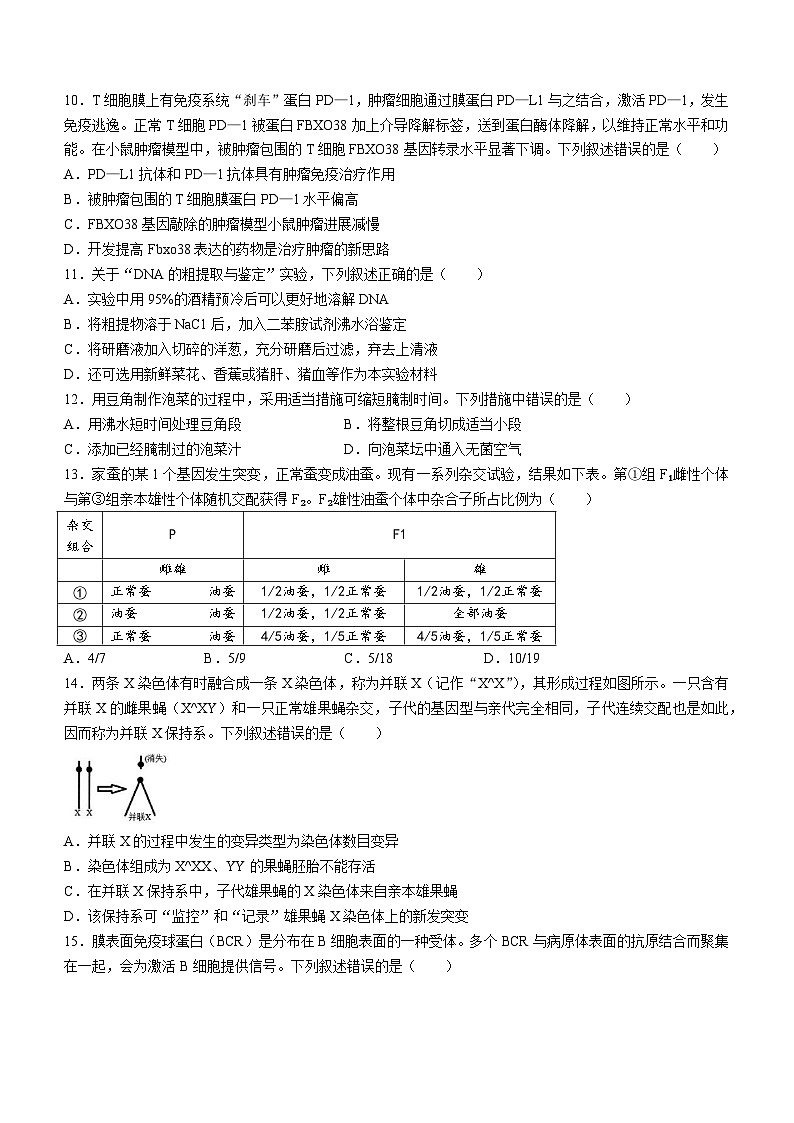 湖北省武汉市武昌区2022-2023学年高三下学期5月质量检测生物试卷Word版含答案03