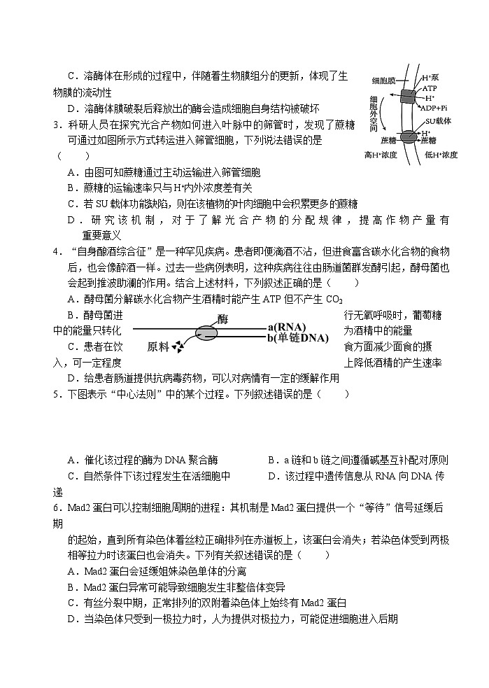 湖北省2023届高三生物下学期高考冲刺模拟试卷（八）（Word版附解析）02