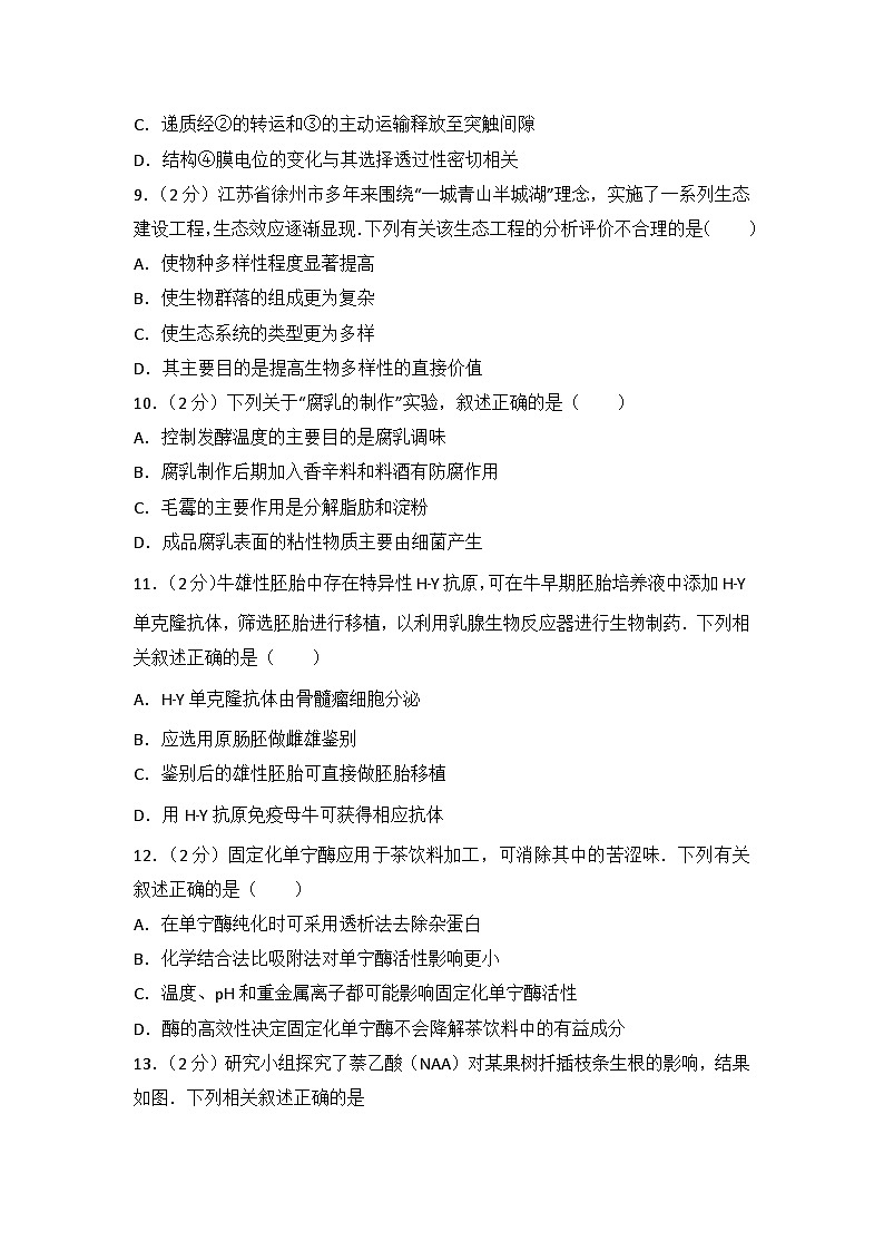 2017年江苏省高考生物试卷第3页