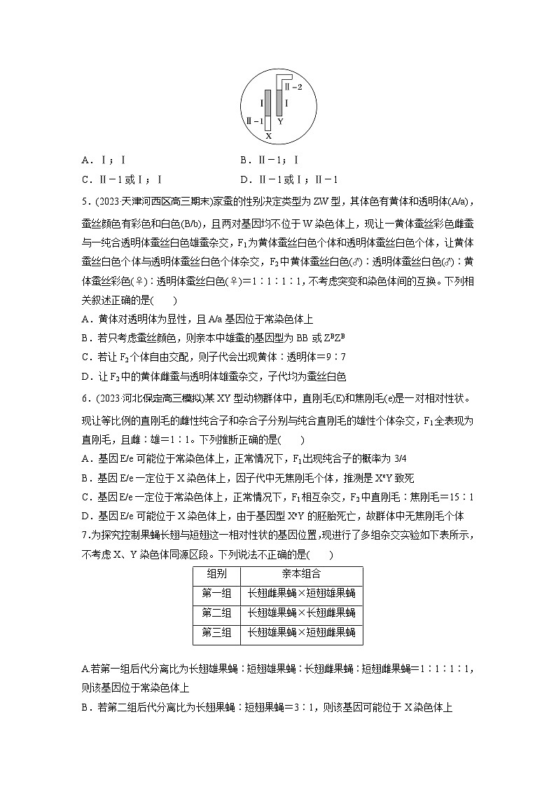 2024届高三生物一轮复习基础夯实练30：与性染色体相关的基因位置的分析与判断题型突破第2页