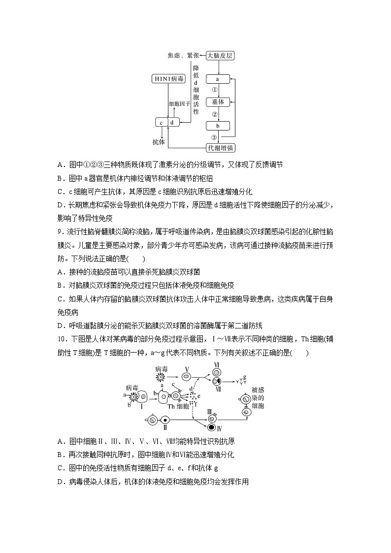2024届高三生物一轮复习基础夯实练44：免疫系统和特异性免疫第3页