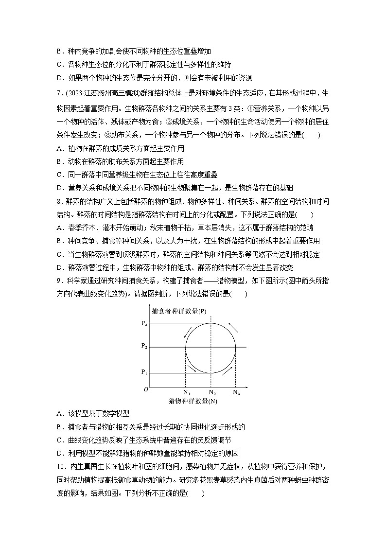 2024届高三生物一轮复习基础夯实练50：群落的结构第3页